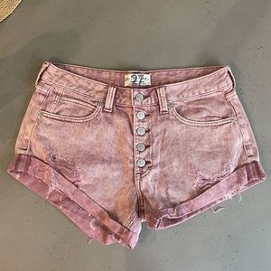 Free people, mauve Jean shorts.